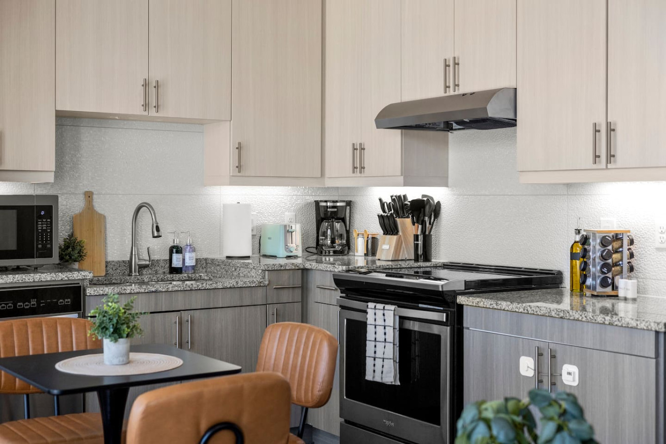 As you step into the kitchen, the clean lines and functional design make you eager to start cooking your favorite dishes.