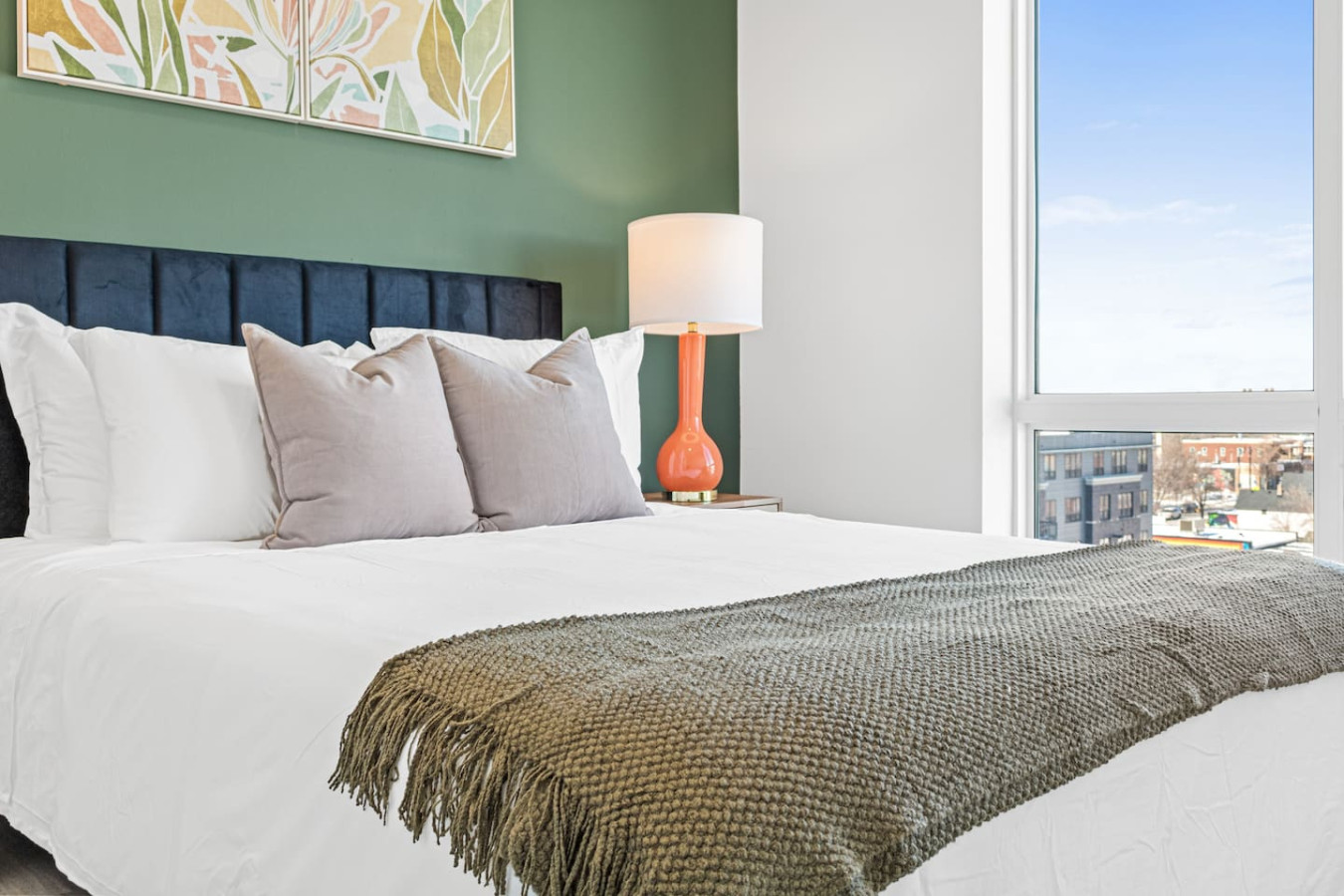 Spacious bedroom with stylish decor, perfect for unwinding after a day of exploring the local area.