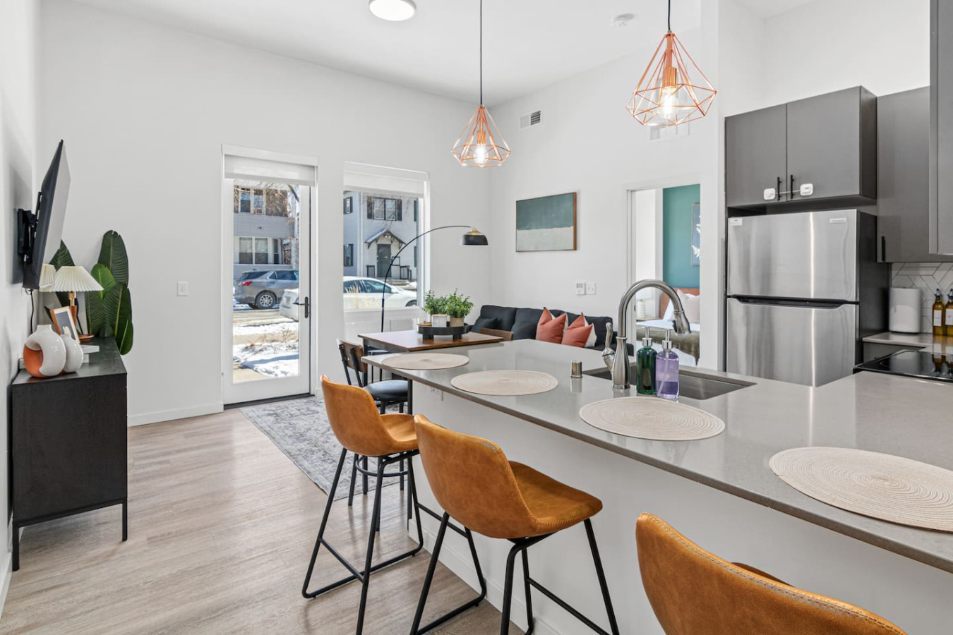 The dining area encourages you to gather with friends, enjoy a drink, and create lasting memories.