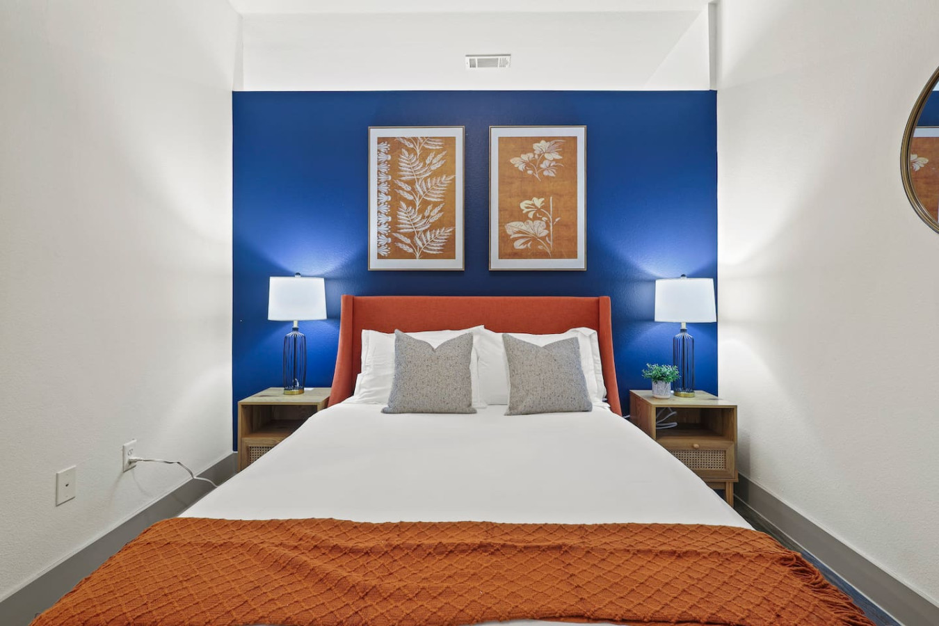 As you lie back on the queen bed, you are surrounded by elegant decor and a soothing color palette that calms the senses.