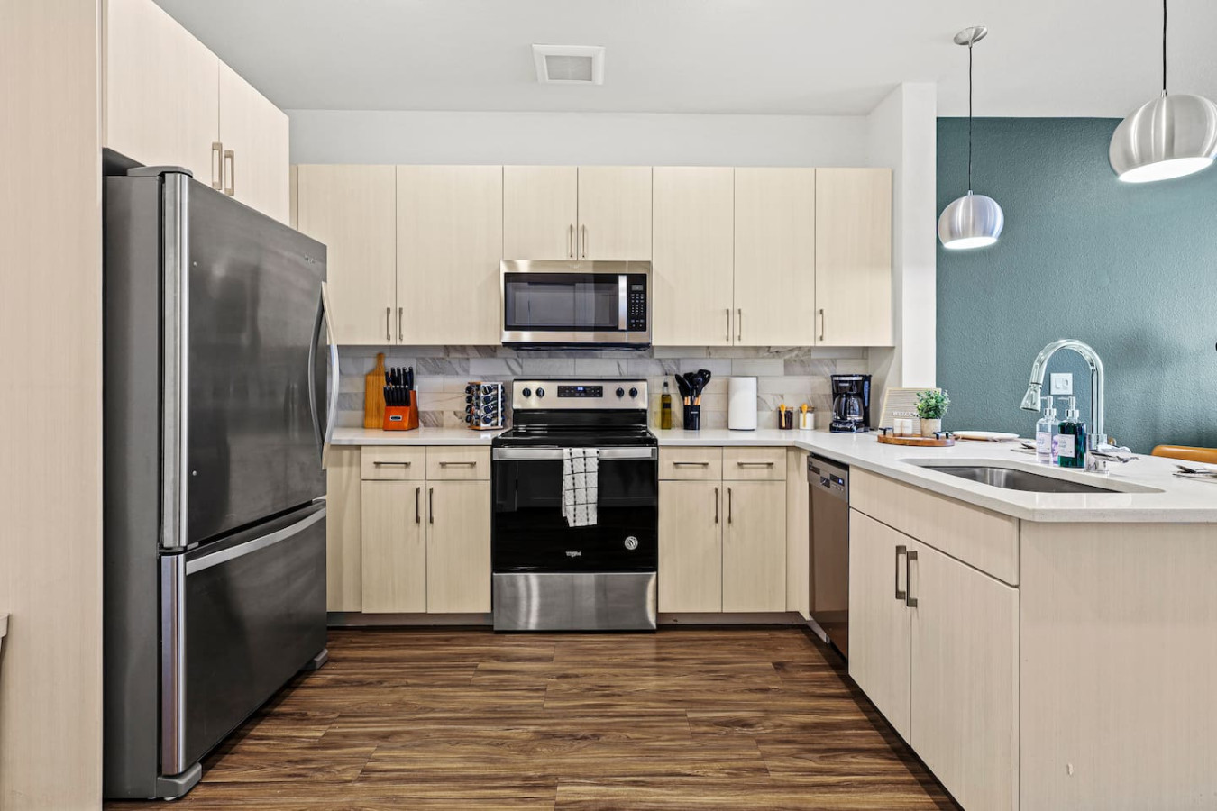 As you step into the kitchen, the clean lines and functional design make you eager to start cooking your favorite dishes.