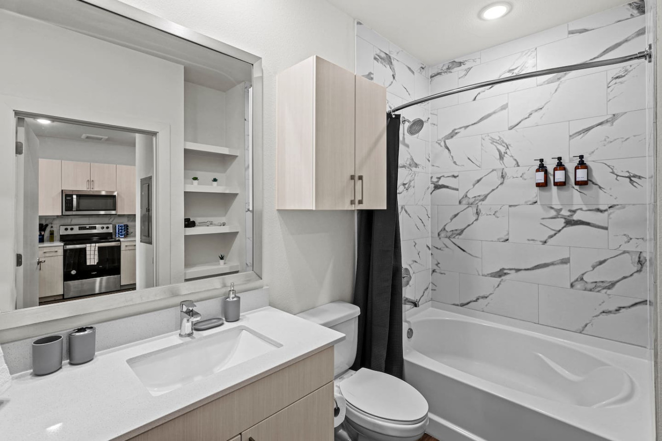 The bathroom is a private sanctuary, with a layout and features that make it the perfect place to rejuvenate.