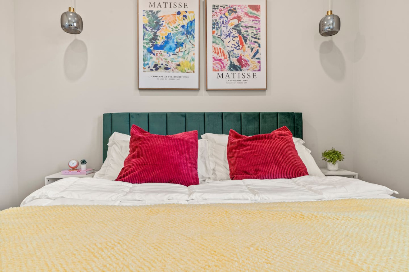 You feel a sense of serenity as you step into the king bedroom, where the elegant design and comfortable bed invite relaxation.