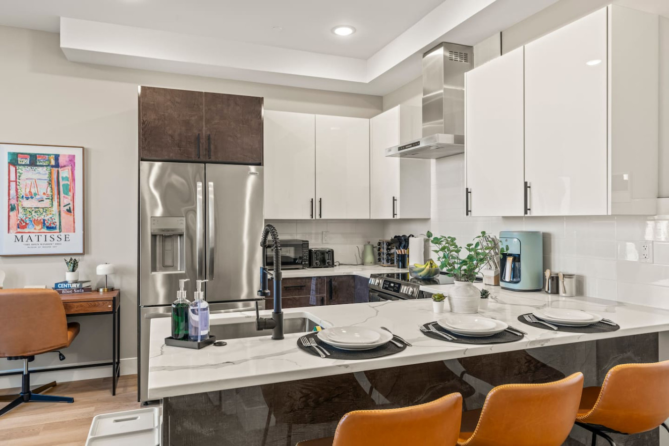 The dining area invites you to savor every moment, whether enjoying a quiet meal or hosting a festive gathering.