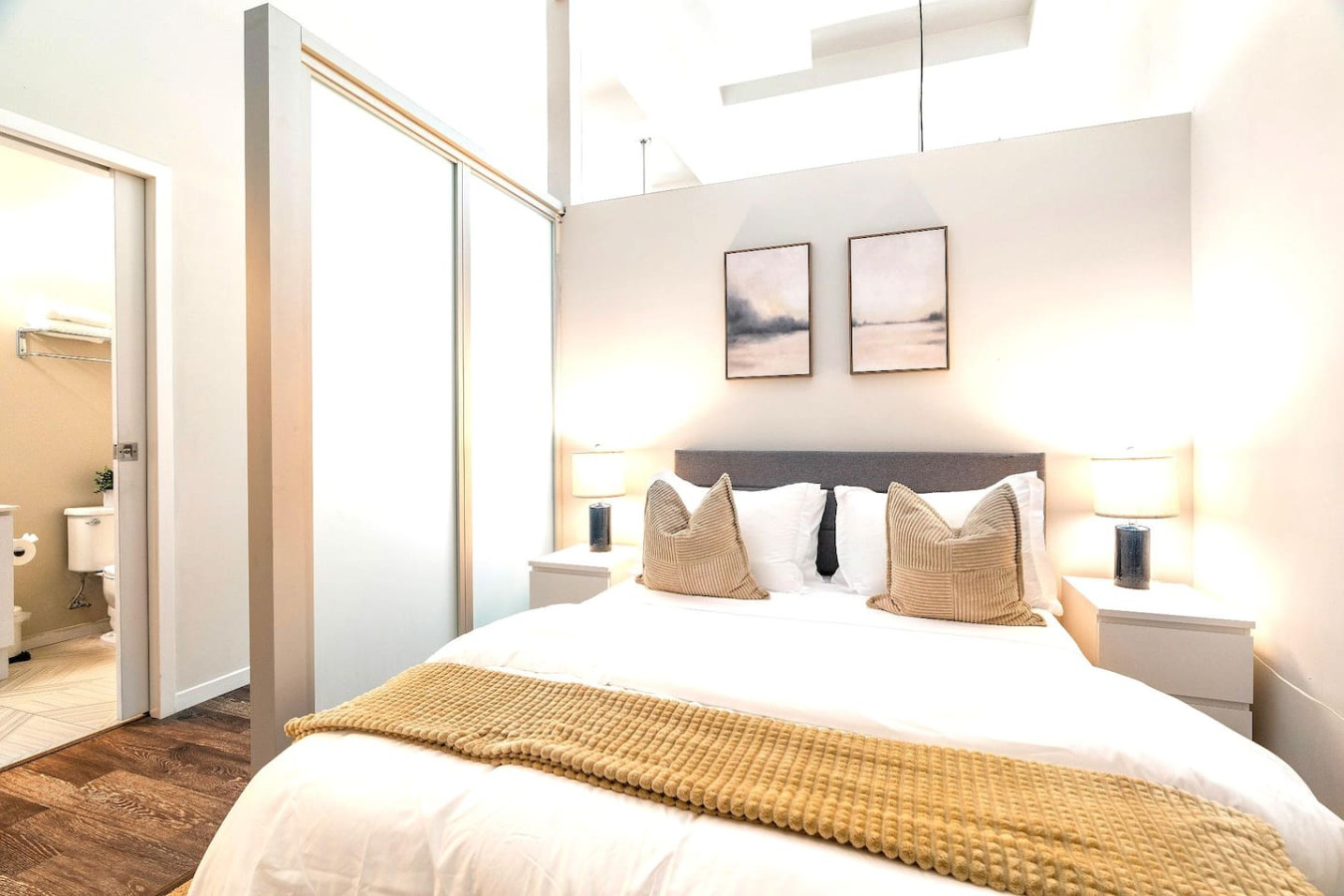 The bedroom offers a sanctuary of calm, where you can unwind and recharge in comfort and style.