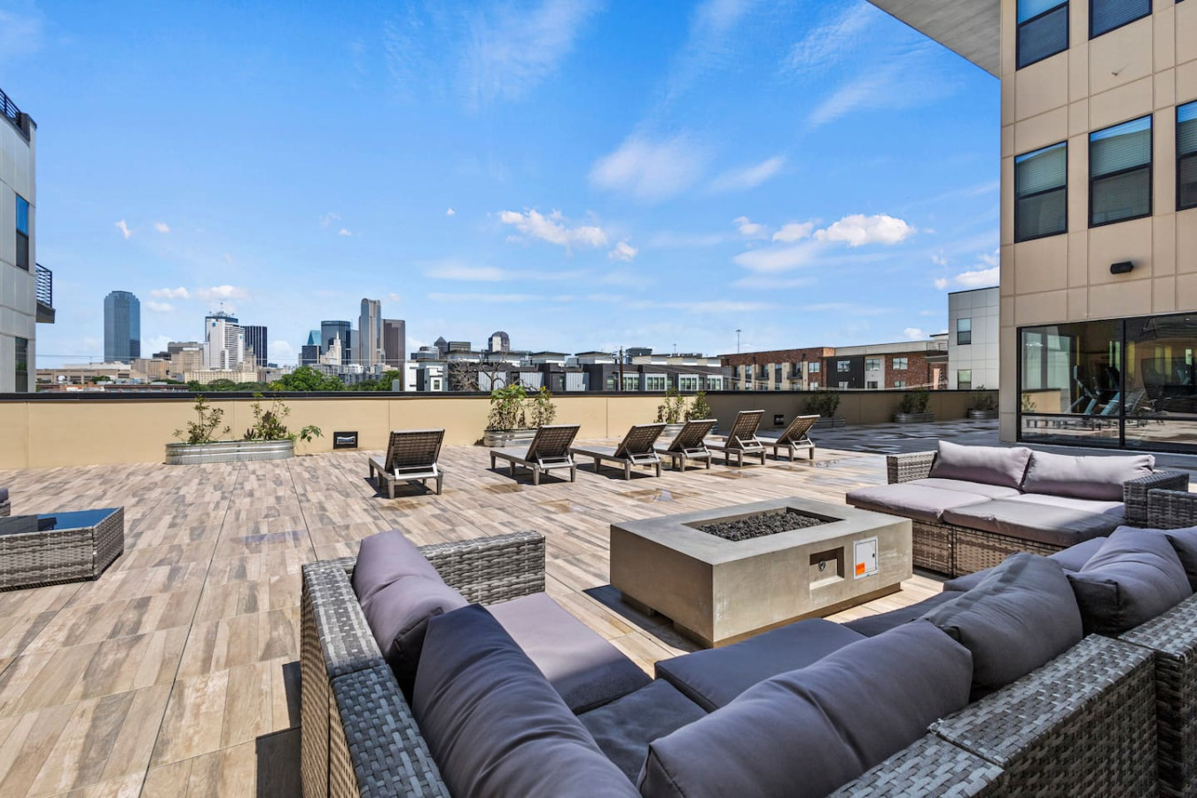 Rooftop Lounge Area with Firepits
