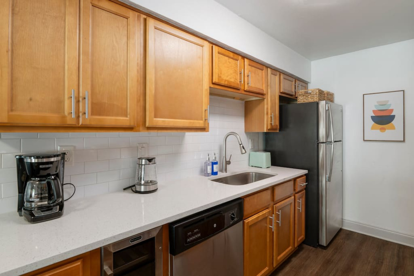 Your home chef will love this bright kitchen with modern appliances and all the tools needed to create delicious meals. Brew morning coffee or prepare cozy dinners with ease.