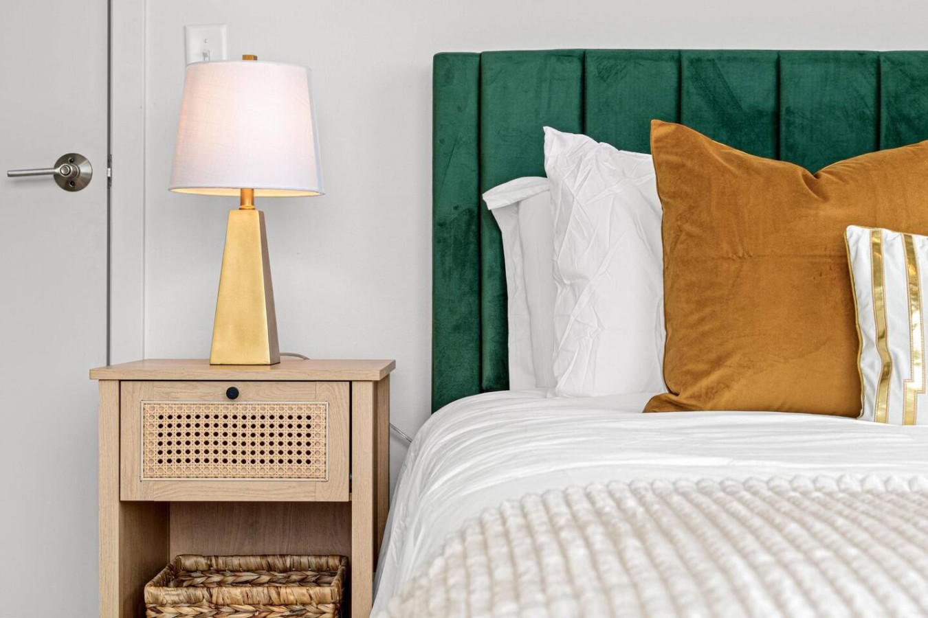 The bedroom’s serene ambiance invites you to relax, with a plush bed that promises a restful night's sleep.