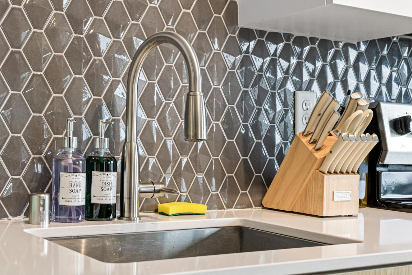 Fully equipped kitchen with all the tools you need for a perfect culinary experience. Enjoy the convenience of having everything at your fingertips!