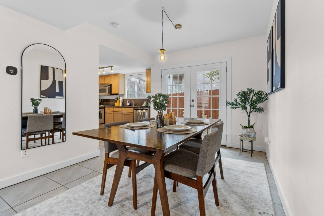 Open dining space with natural light and modern décor