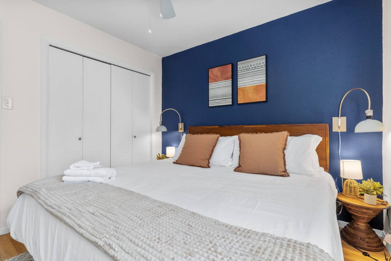 Spacious king bed with plush linens for deep rest