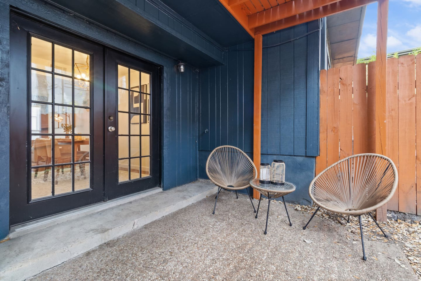 Private back patio space accessed via the dining room