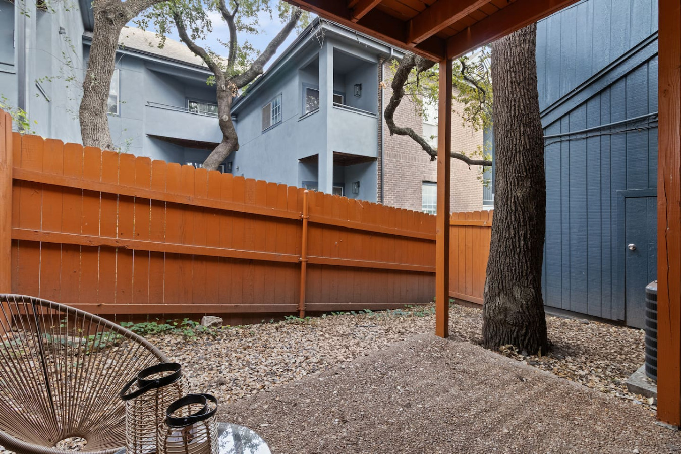 Private back patio space accessed via the dining room