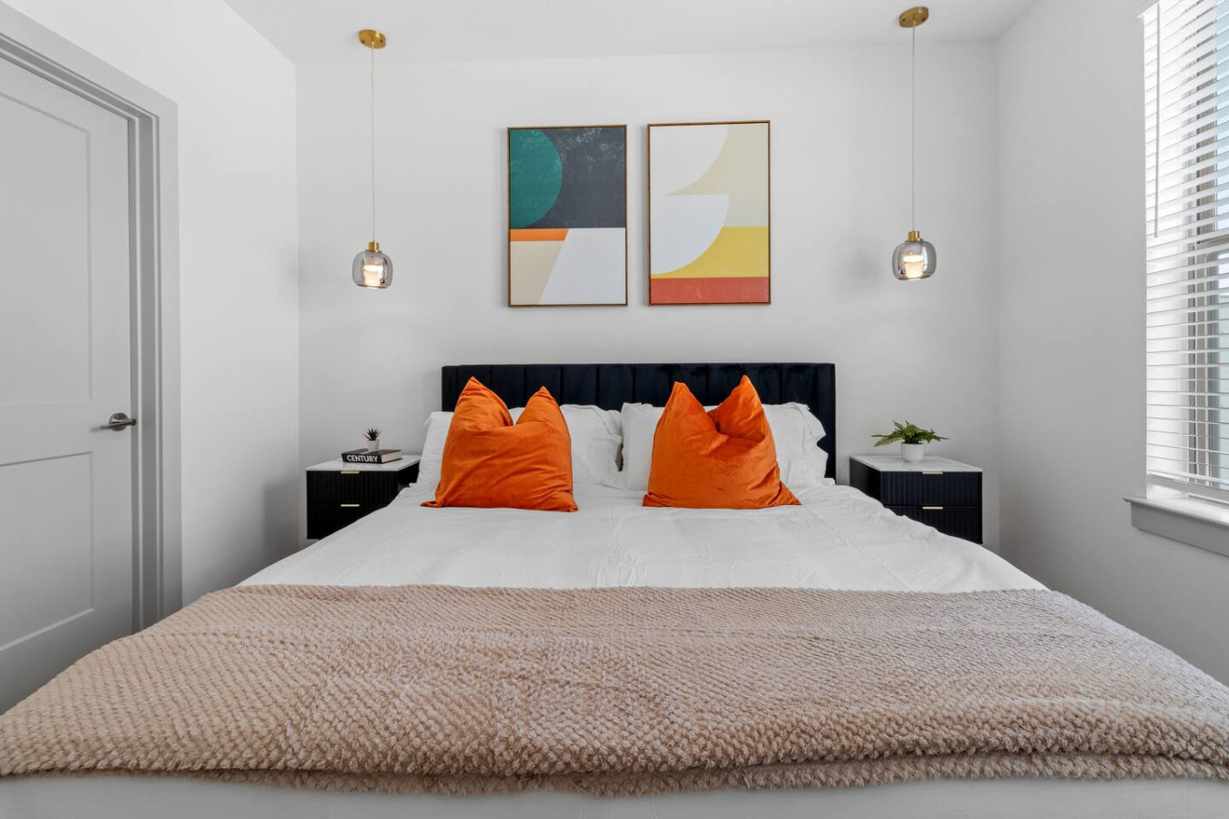 The bedroom is a lavish sanctuary, featuring a bed made for deep, restful sleep and a space that feels like your own private oasis.