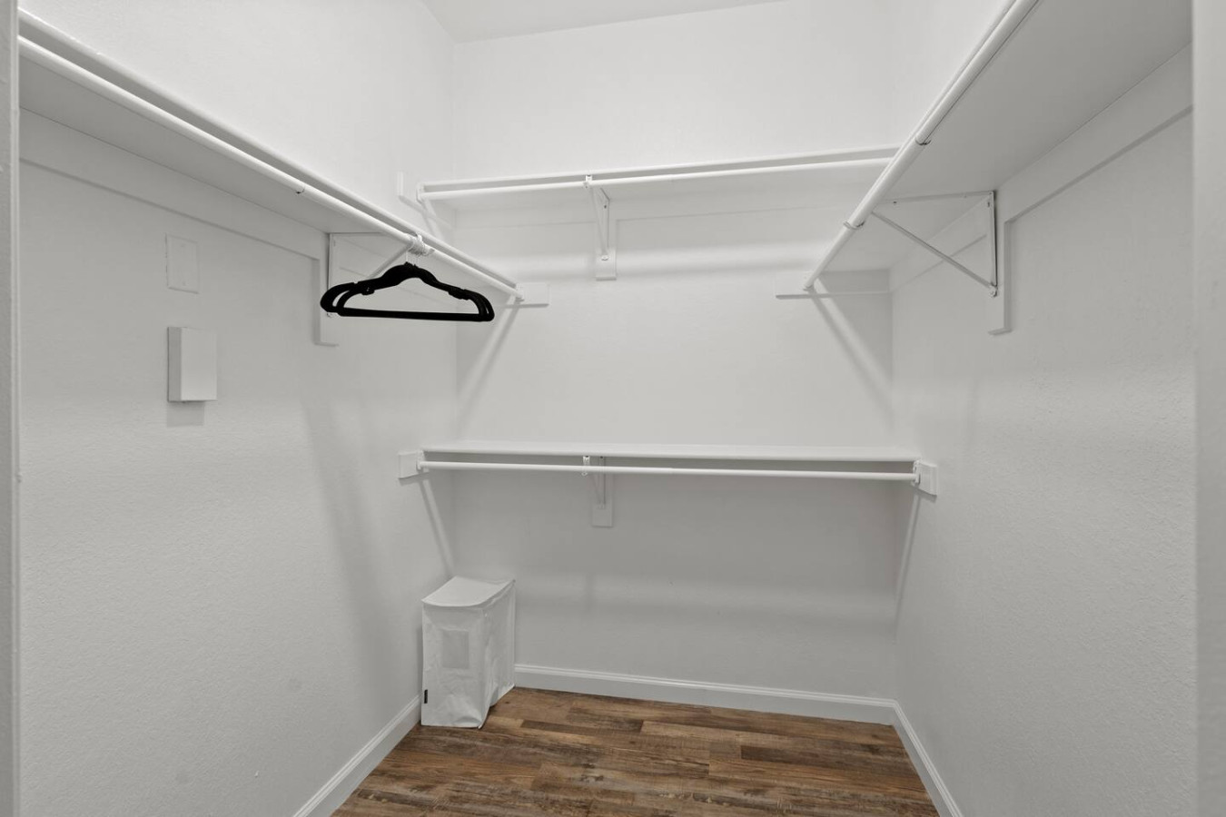 Extra space and walk in closet in bathroom.