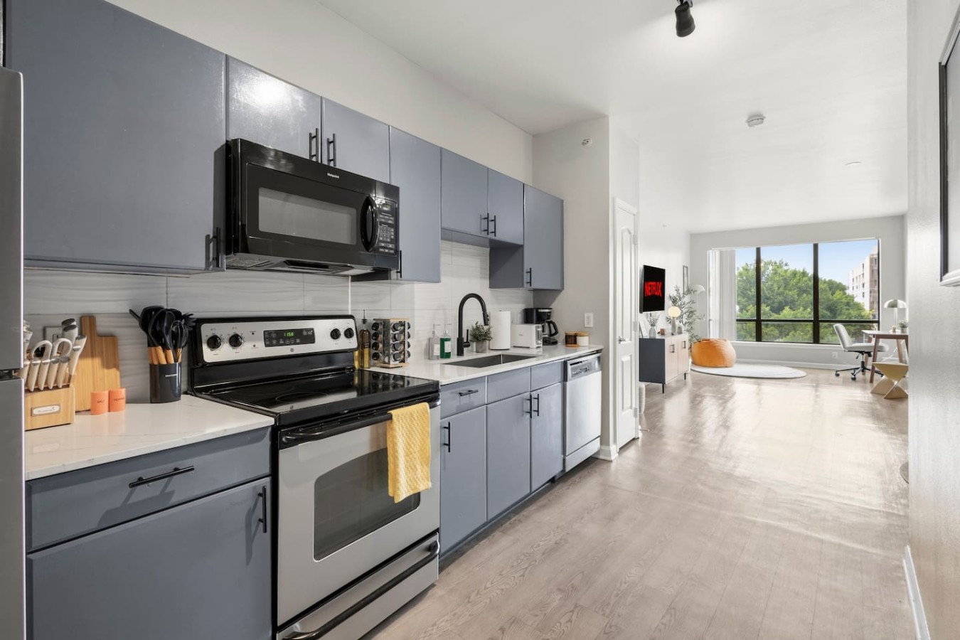 Stylish kitchen with everything needed for a comfortable Dallas stay