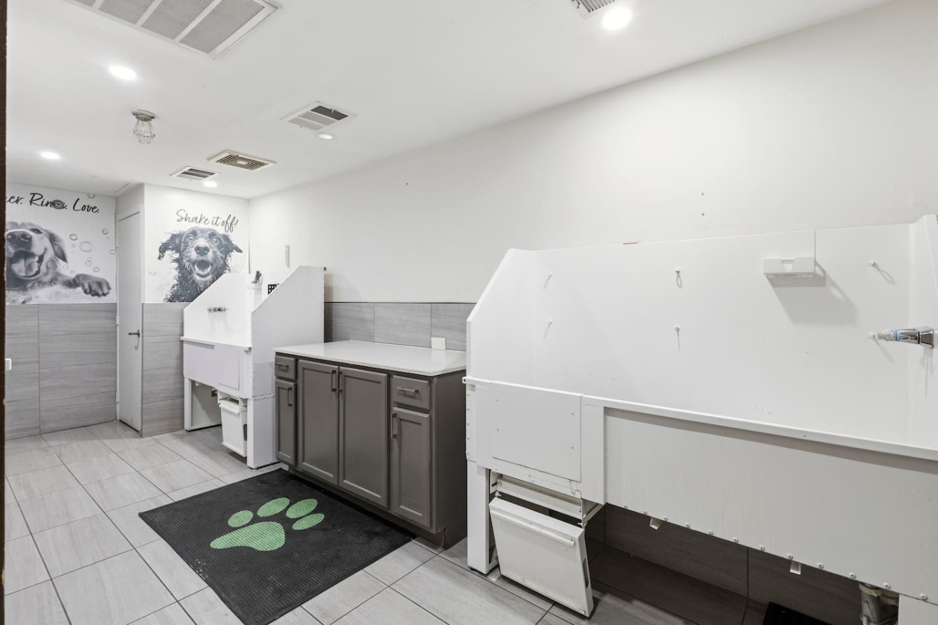 Shared pet wash station for easy cleanup after walks.