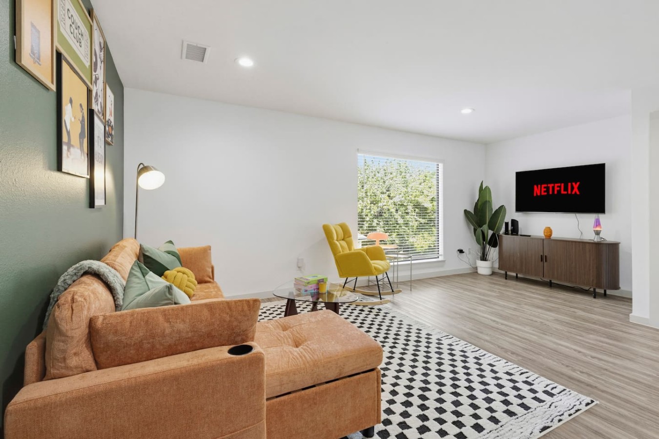 The couch turns into a sofa bed that sleeps one person