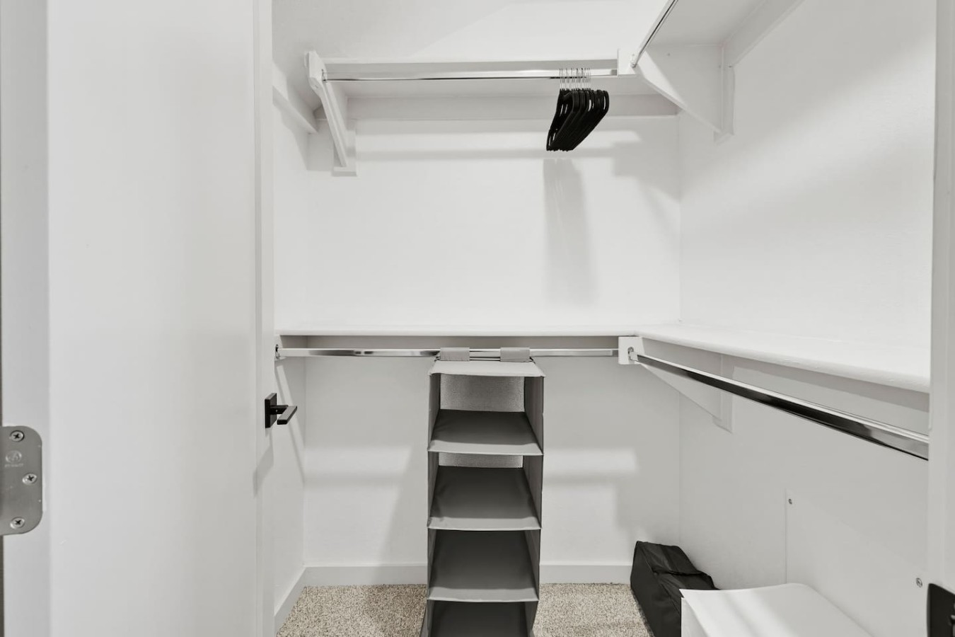 Walk-in Closet With Hanging Organizer and Hangers