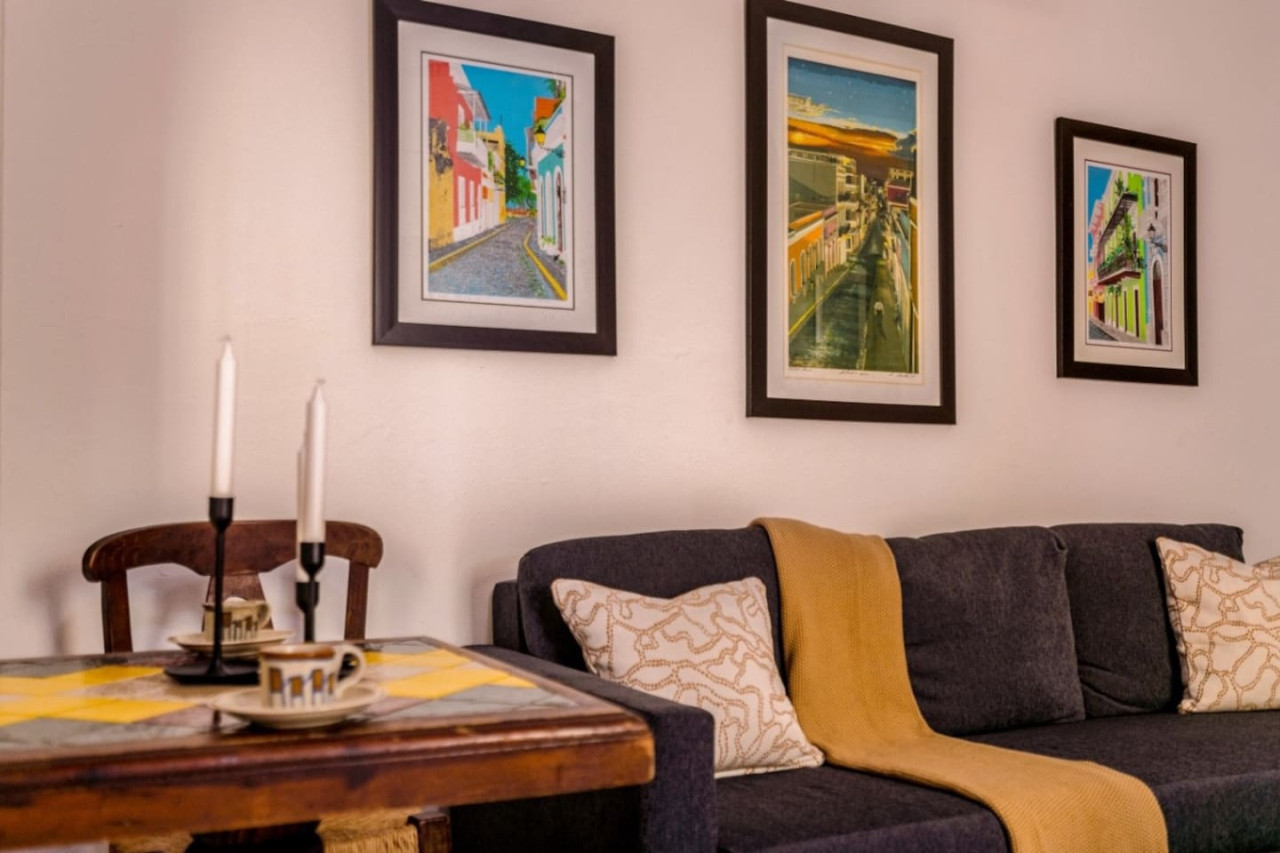 View of the ocean from the balcony of a vacation rental property (bedroom 3) — Ocean Breeze | Old San Juan | Spanish Style, O