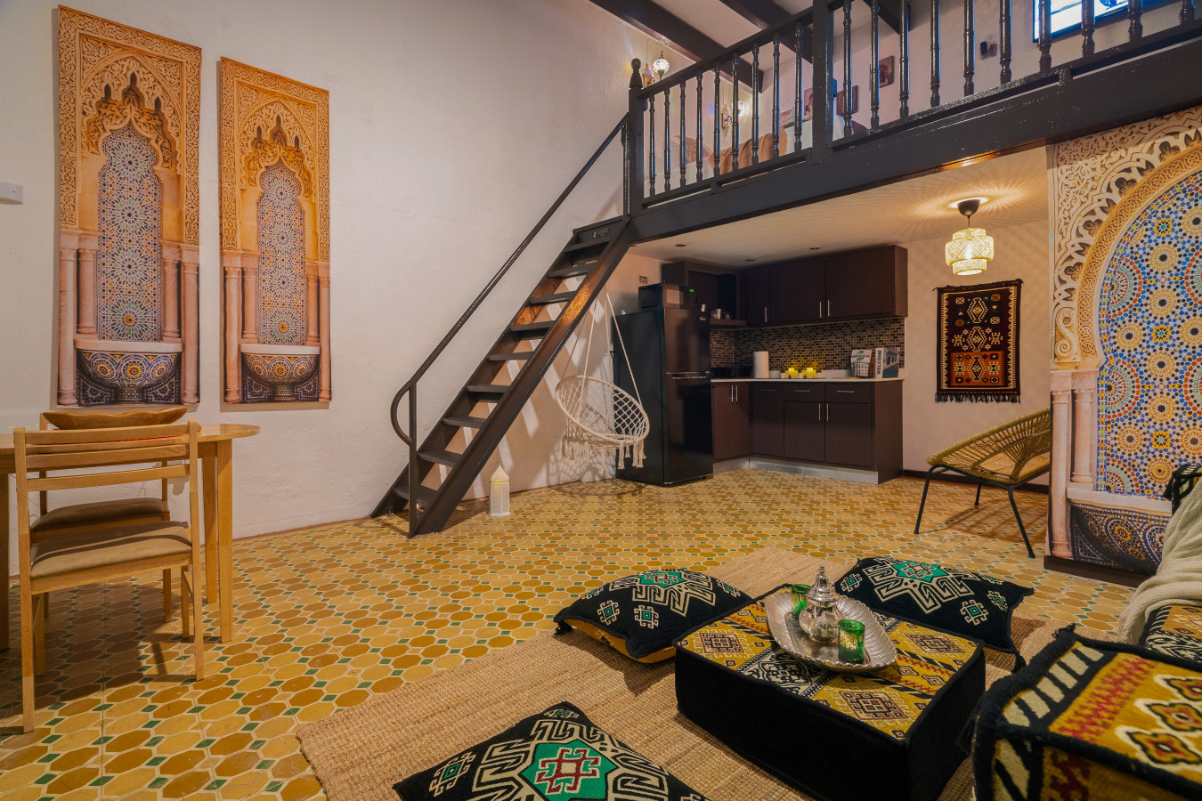 Living room with a couch and a table — Morocco Loft Sanjuanero | Viejo San Juan, Old San Juan