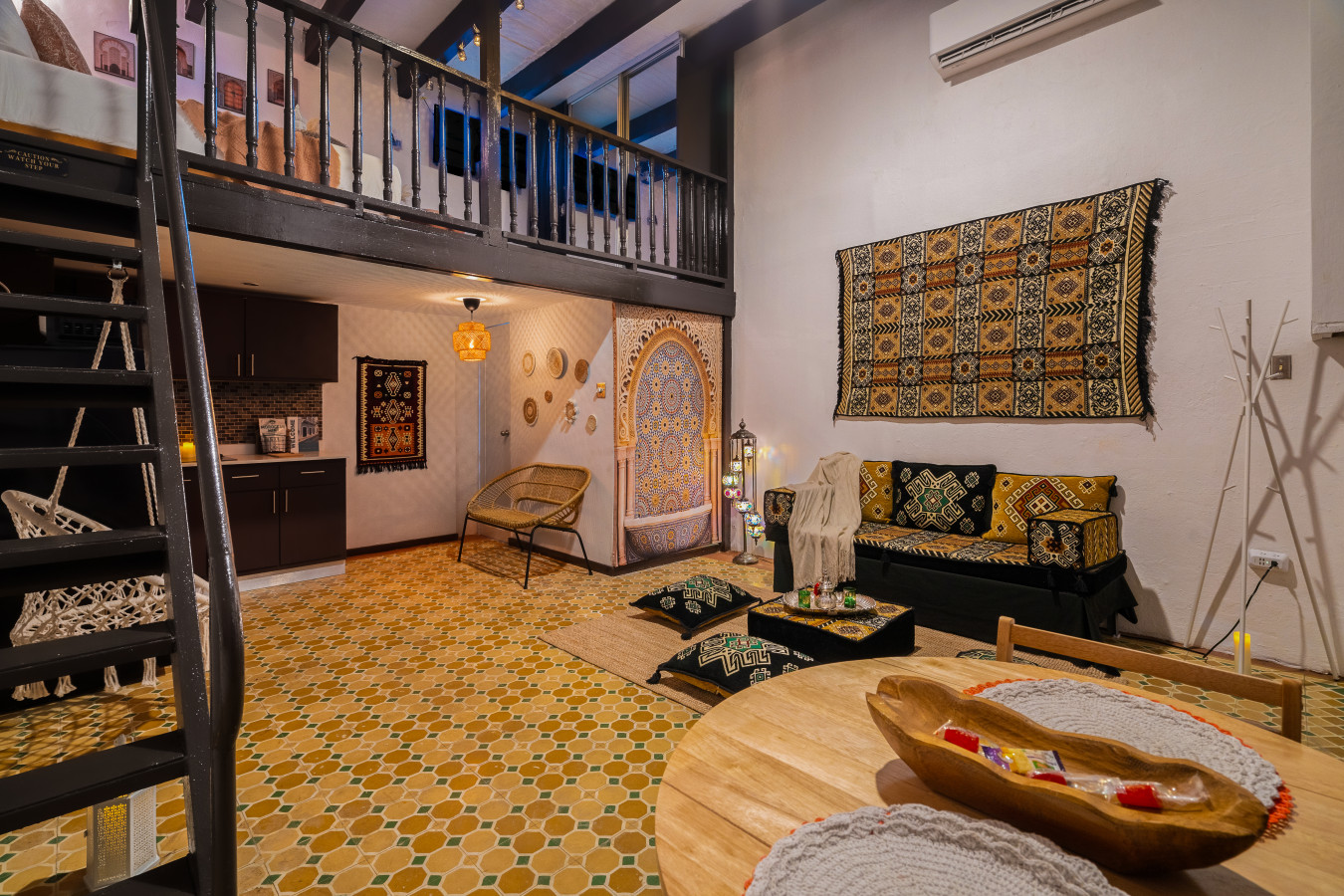Living room with a couch, chair, and table — Morocco Loft Sanjuanero | Viejo San Juan, Old San Juan
