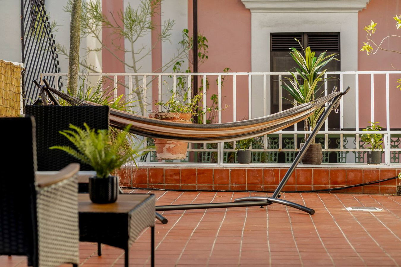 Balcony with a hammock on it — Villa Mansion - Fountain & Rooftop - Old San Juan, Old San Juan