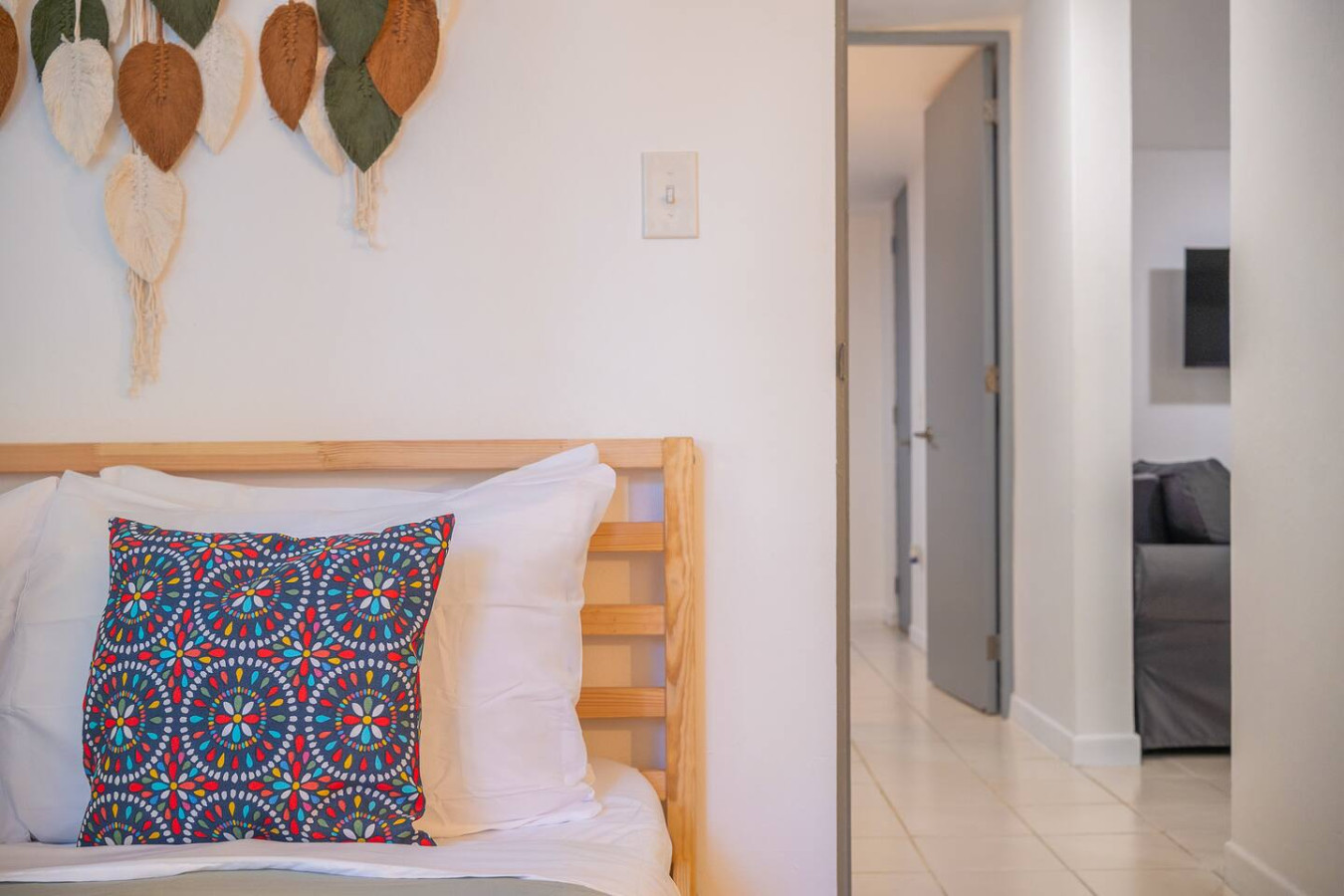 Bedroom with a bed and a pillow — Condado Grass Patio, Santurce