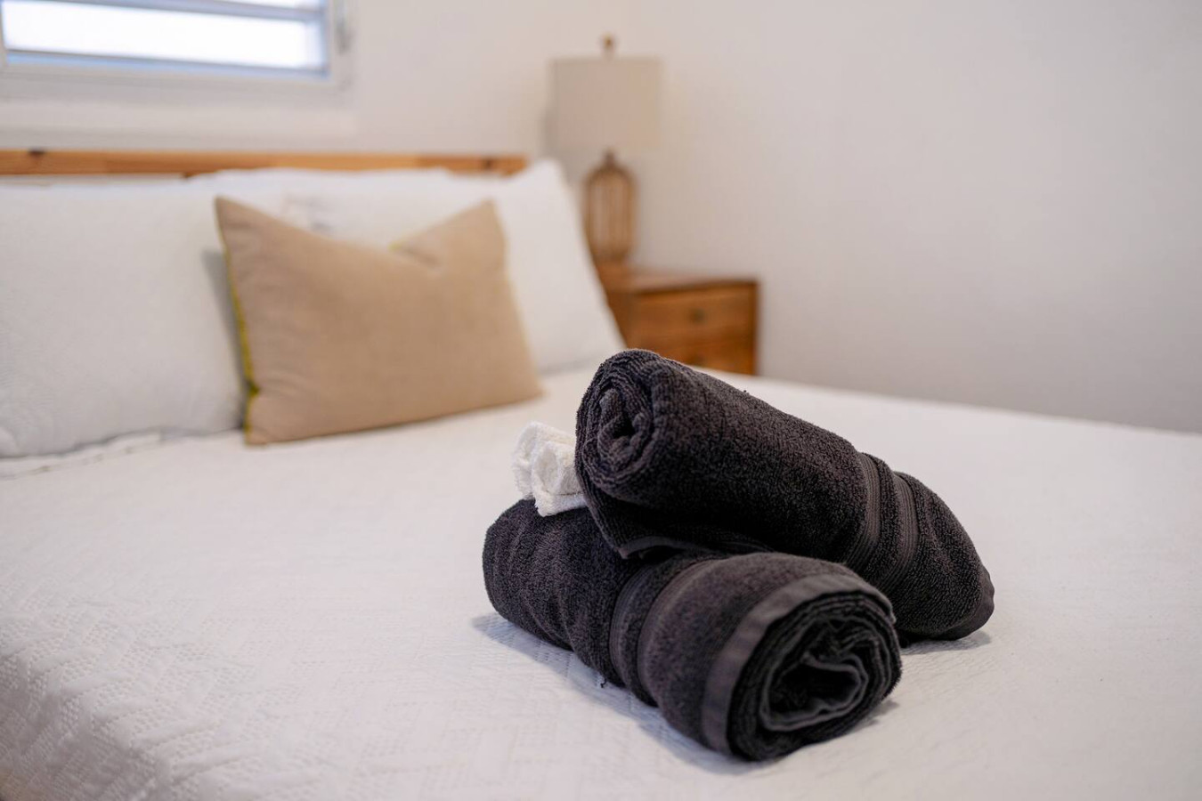 Two towels on a bed — Luz Collection No.3 – Casa Horizonte | 3BR Loft, Santurce