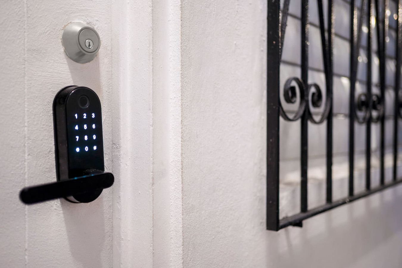 Entrance door's keypad lock — Luz Collection No.3 – Casa Horizonte | 3BR Loft, Santurce