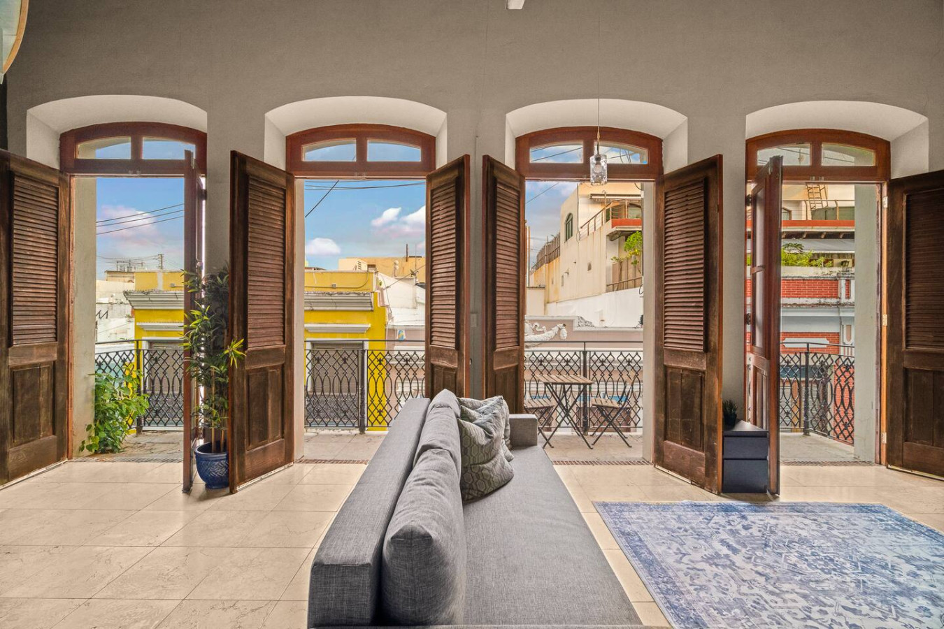 View of the ocean from the balcony of a vacation rental (bedroom 2) — Royal Imperial | Balcony Private | Old San Juan, Old Sa