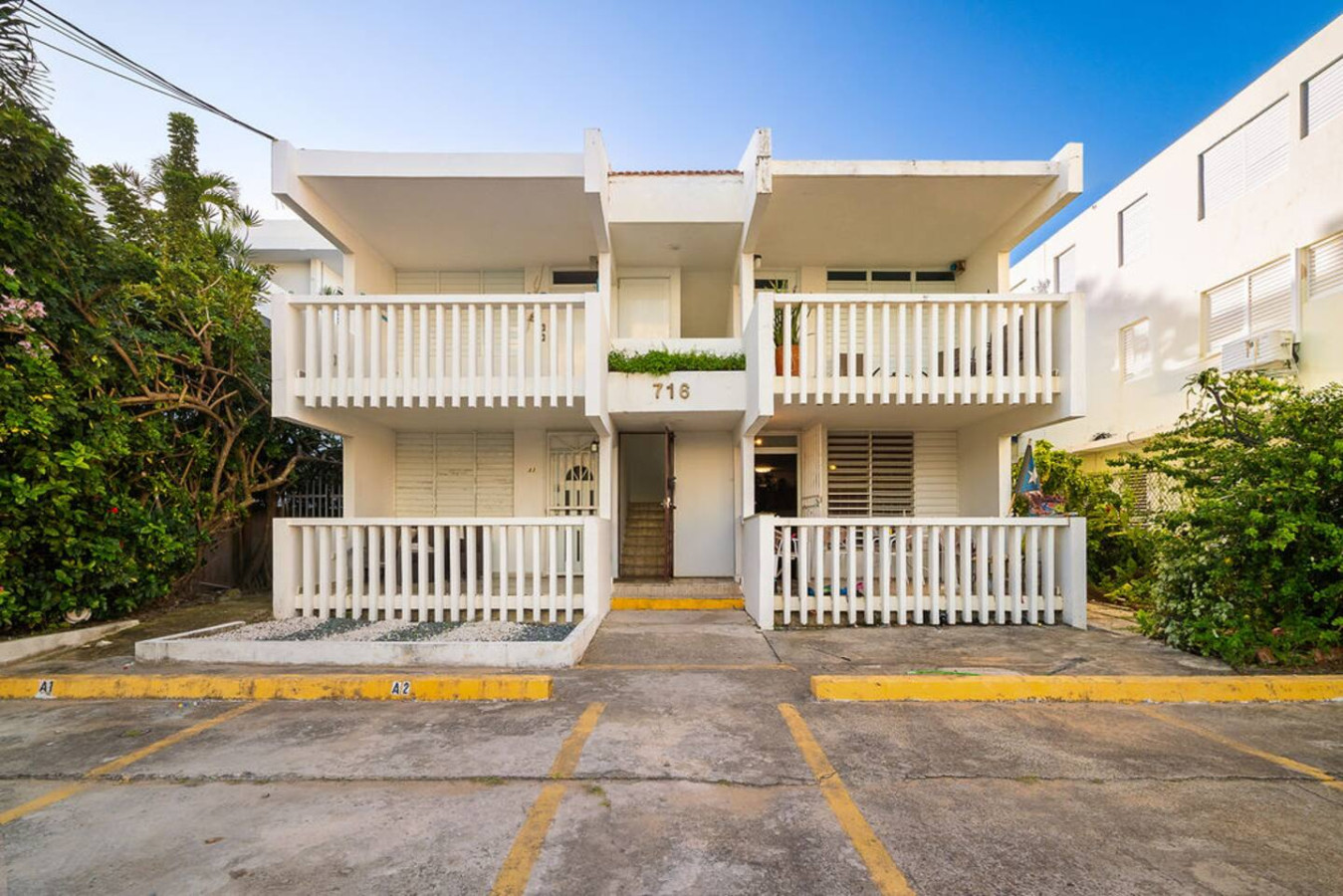 White house with a balcony — Walking to the Beach 3 bedroom House Next to Ocean, Luquillo
