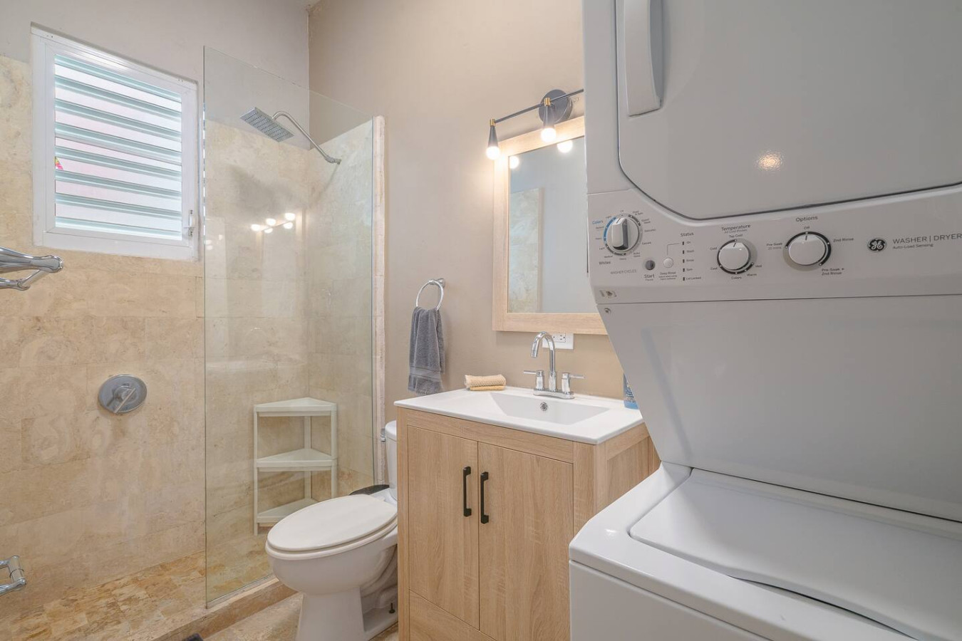 Bathroom with a toilet and a shower — Historical Old San Juan Spanish style private Patio
