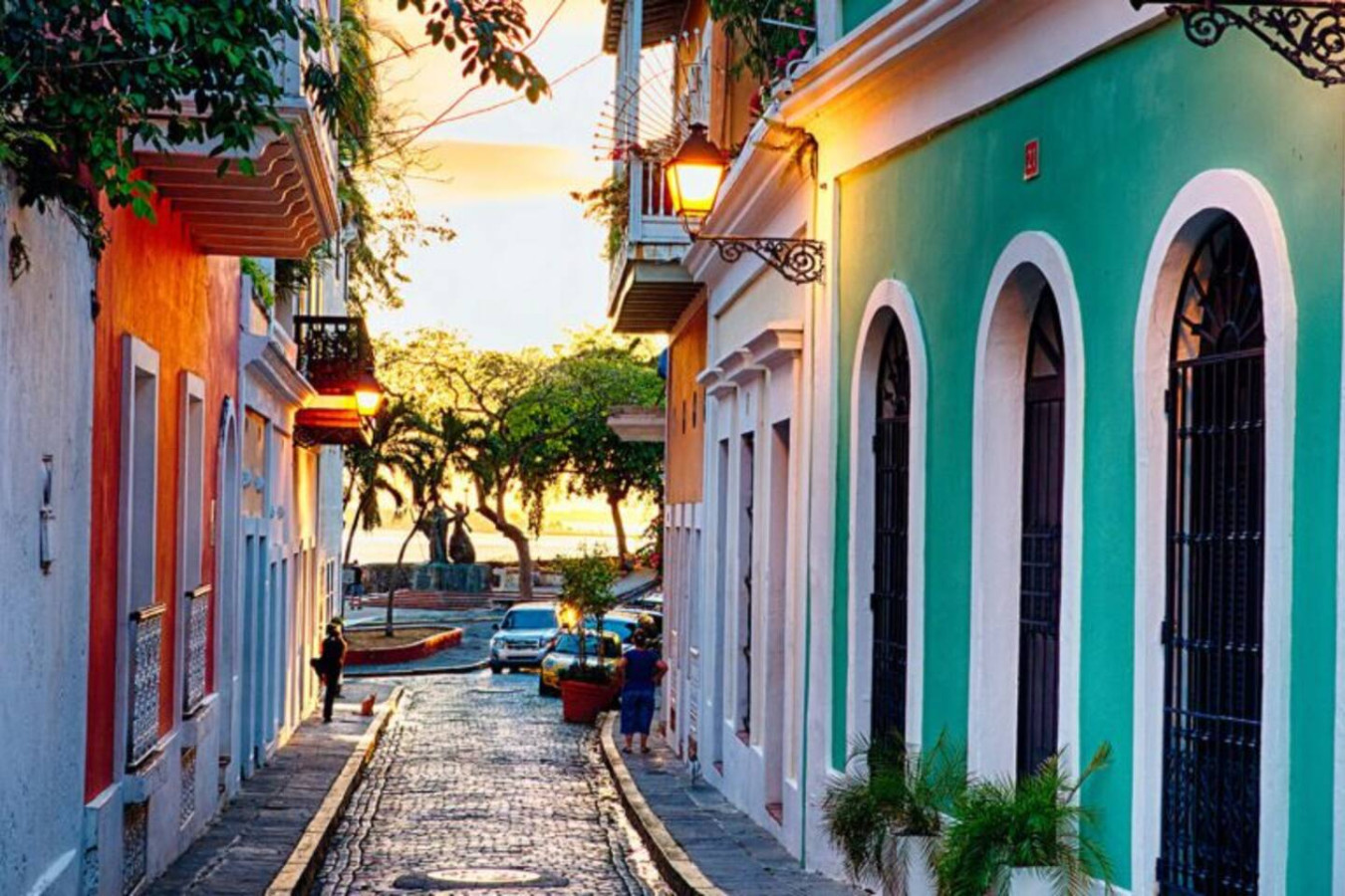 Narrow alleyway between two buildings with a street view — La Cueva Loft Rustic Colonial Romance, Old San Juan
