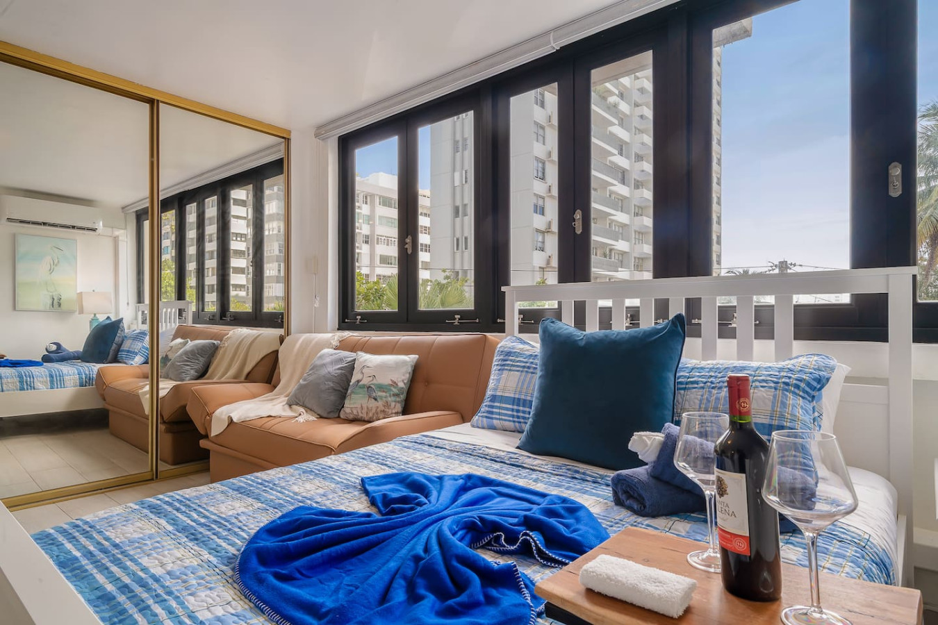 View of the ocean from the balcony of a vacation rental property (bedroom 2) — Luxe Beachside Oasis: Pool Parking & Generator