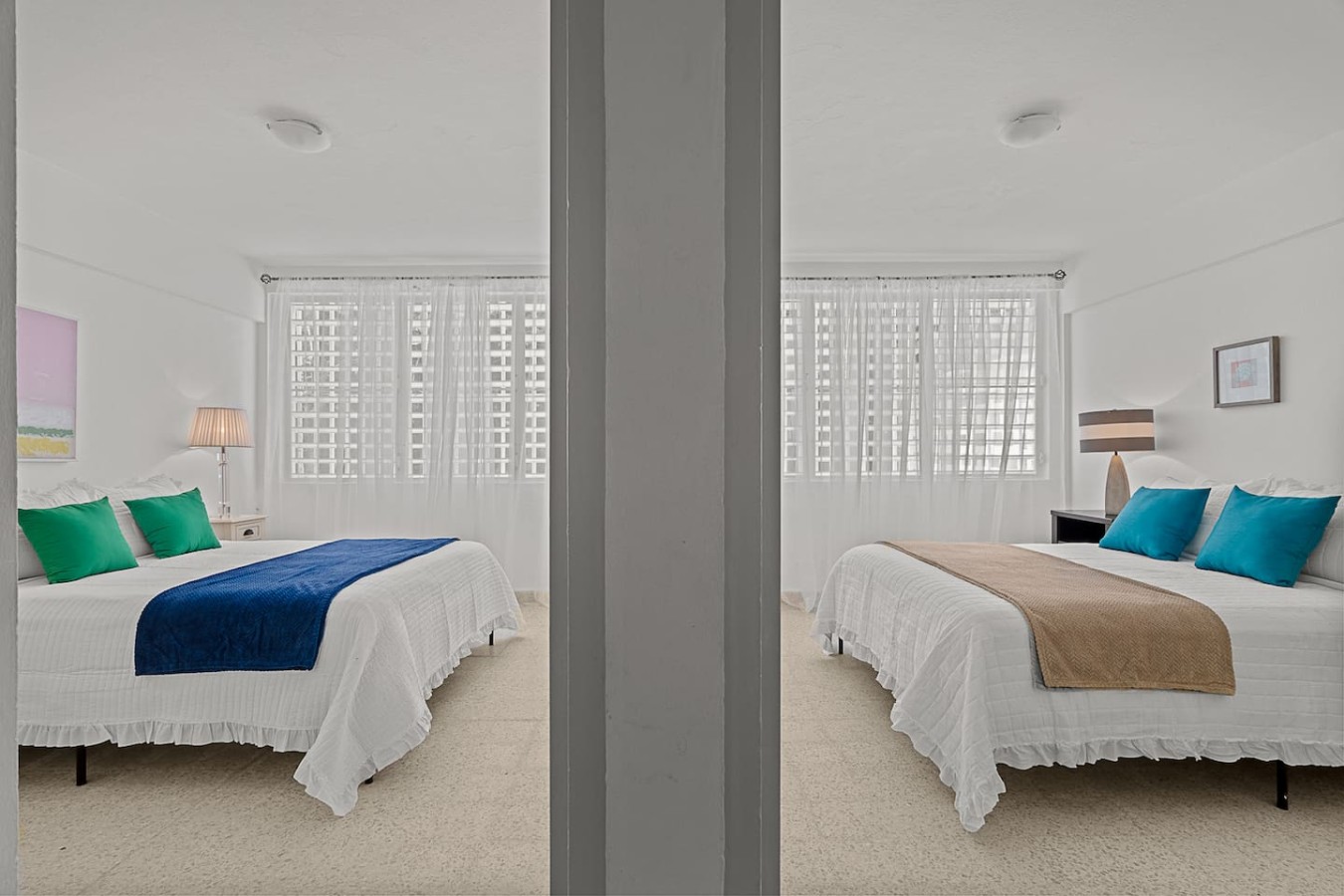 Two twin beds in a bedroom — Ocean Park 2BR Backyard BBQ Walk to Beach, Santurce