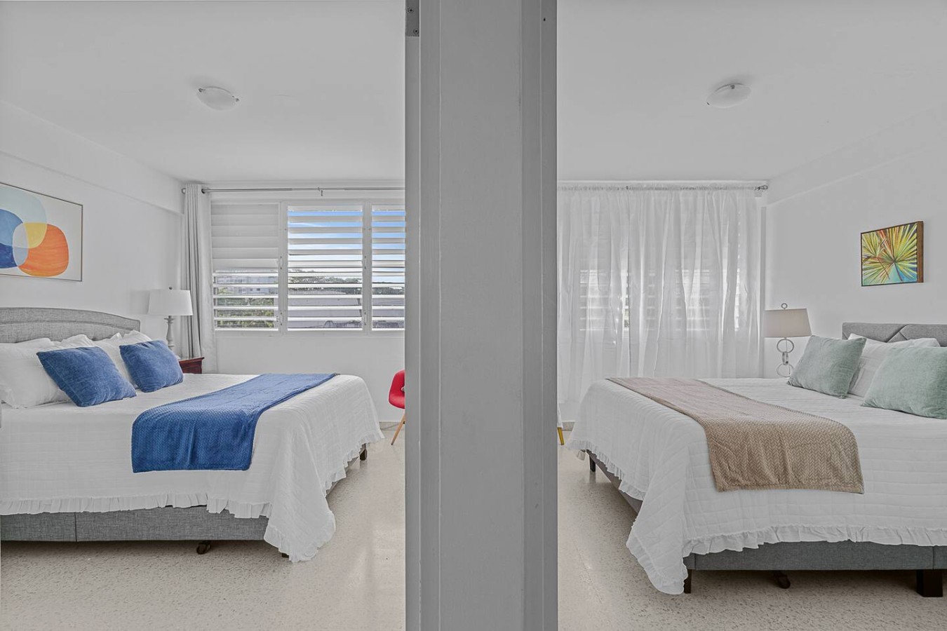 Two beds in a bedroom — Ocean Park 2BR · Steps to Beach & Dining, Santurce
