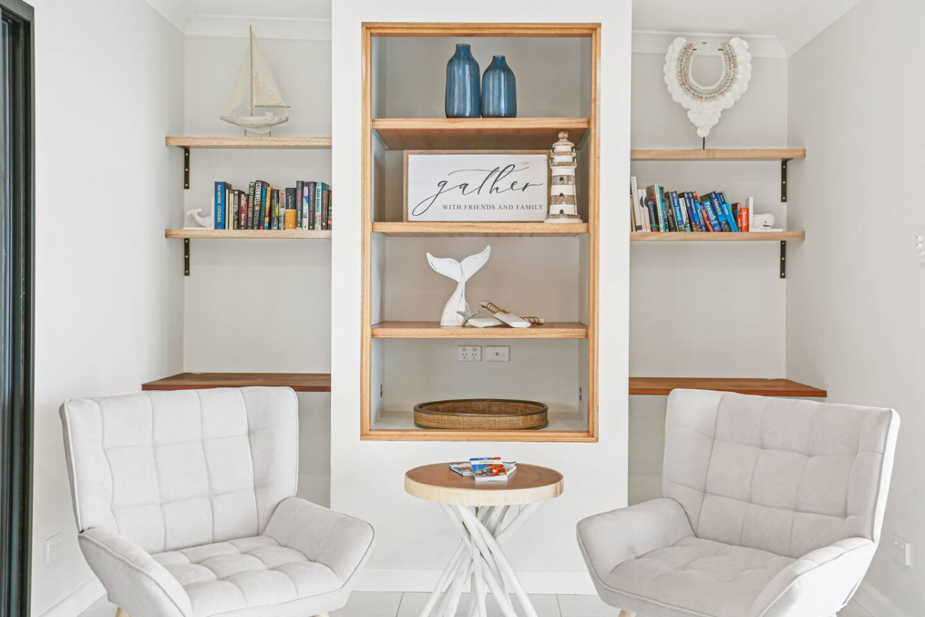 Escape into a world of books in our cozy reading area.