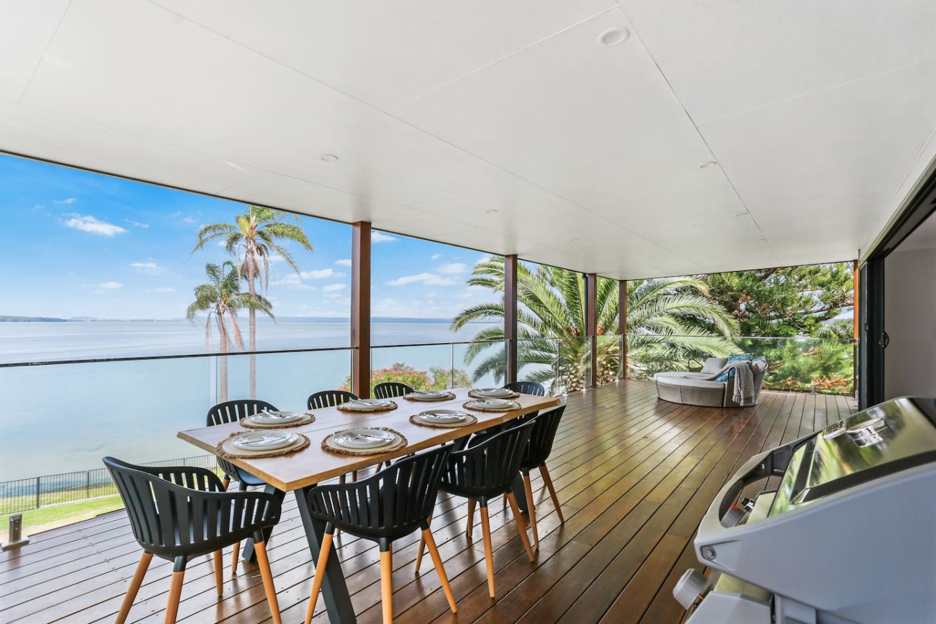 Enjoy meals with a serene lakefront view in our dining area.