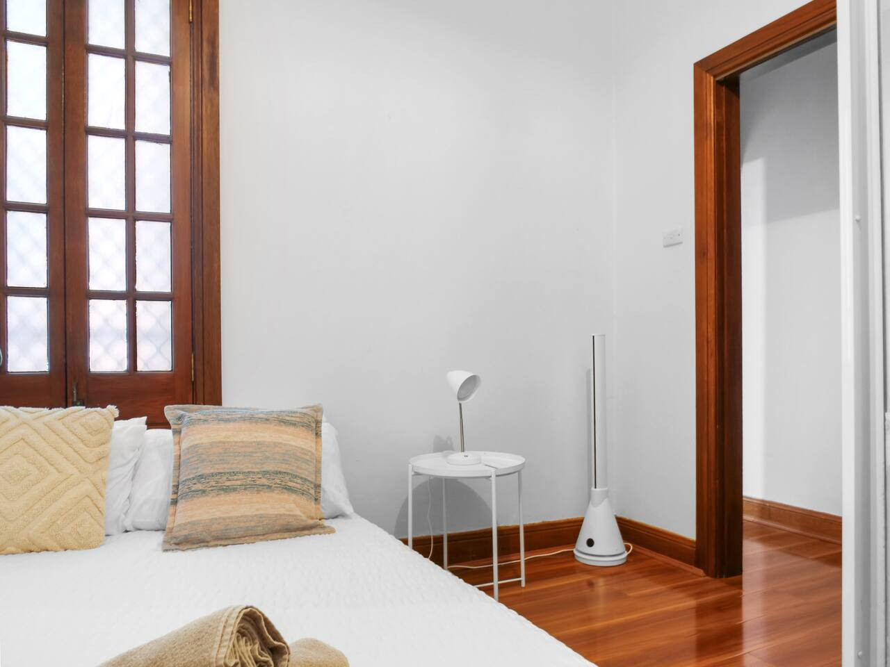 Rest easy in a bedroom with a queen bed.