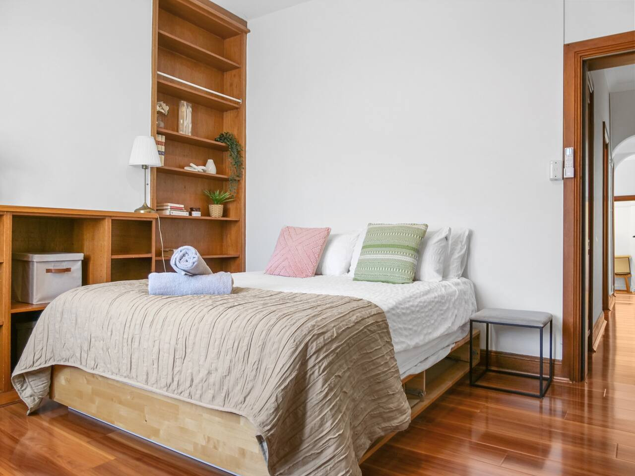 Relax in the comfort of our serene bedroom.