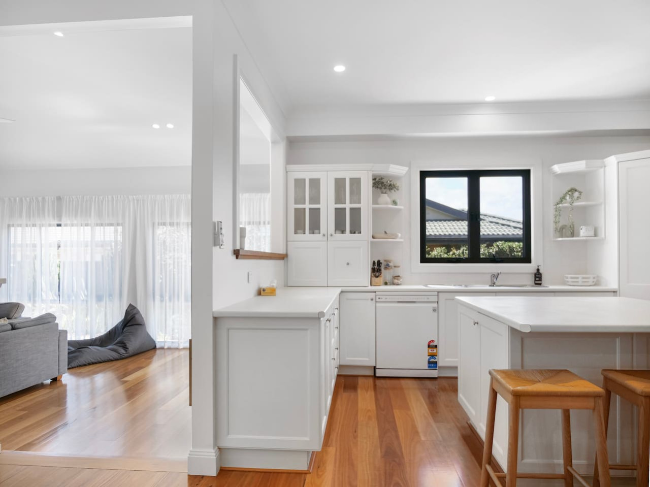 Sleek kitchen and countertop design.