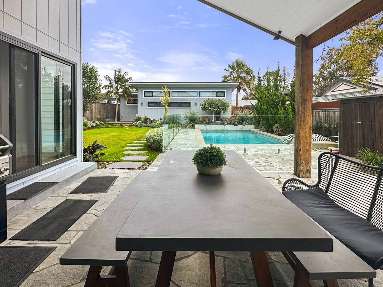 Sufficient outdoor seating and dining for 8 people.
