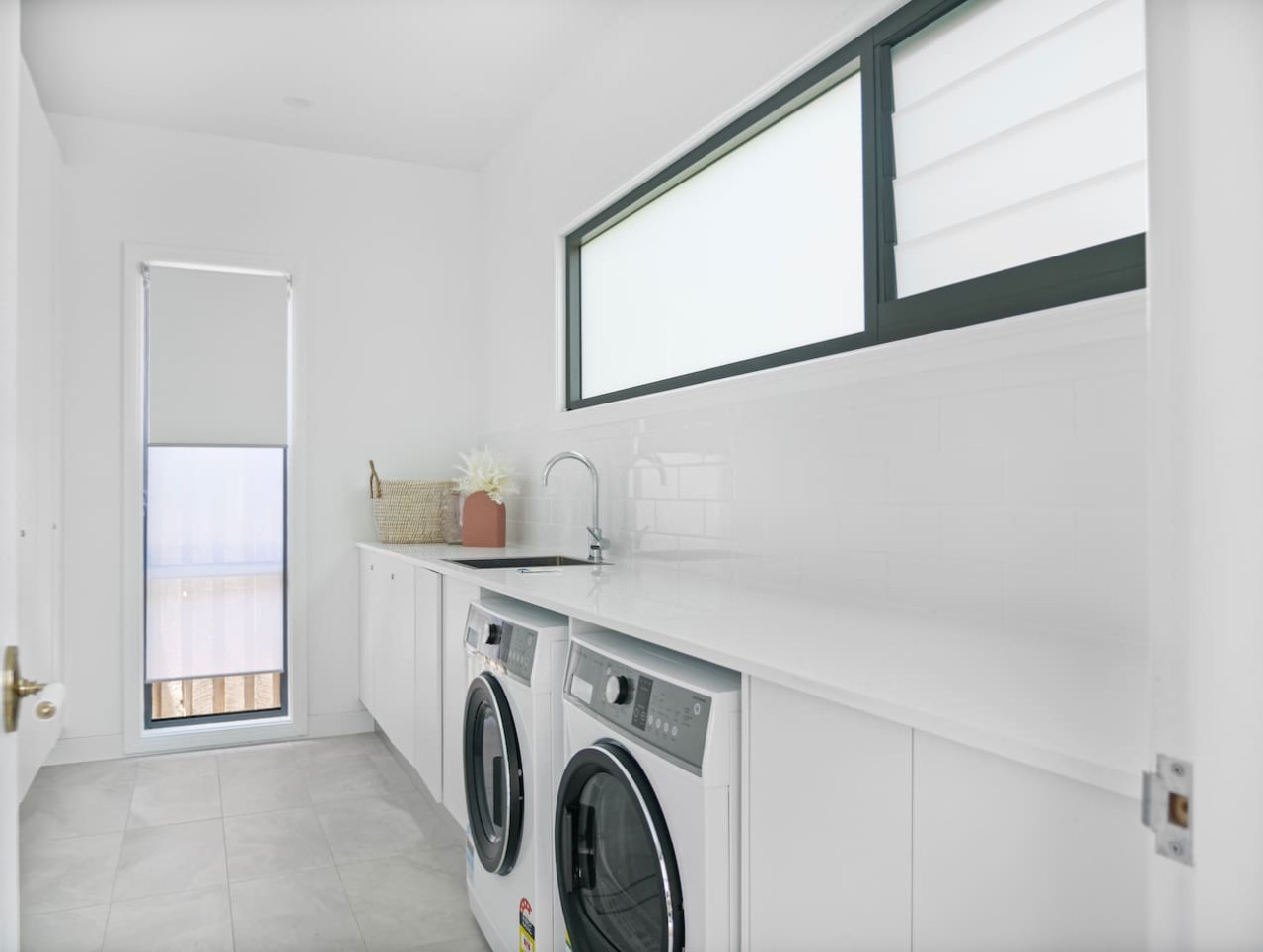 Convenient washer and dryer amenities for guests.