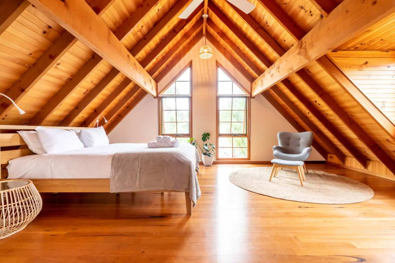 Cozy and secluded attic bedroom retreat.