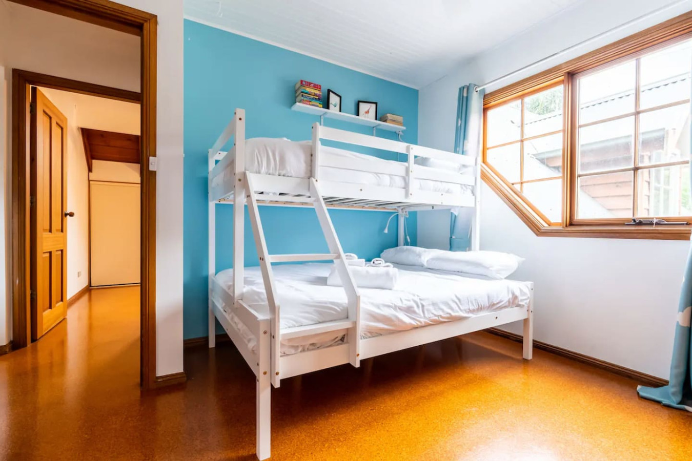 Cozy up in our bedroom with bunk beds.