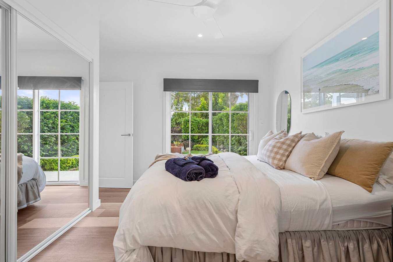 Sleep tight in our stylish bedroom with a comfy queen bed and direct garden access. Dream away!