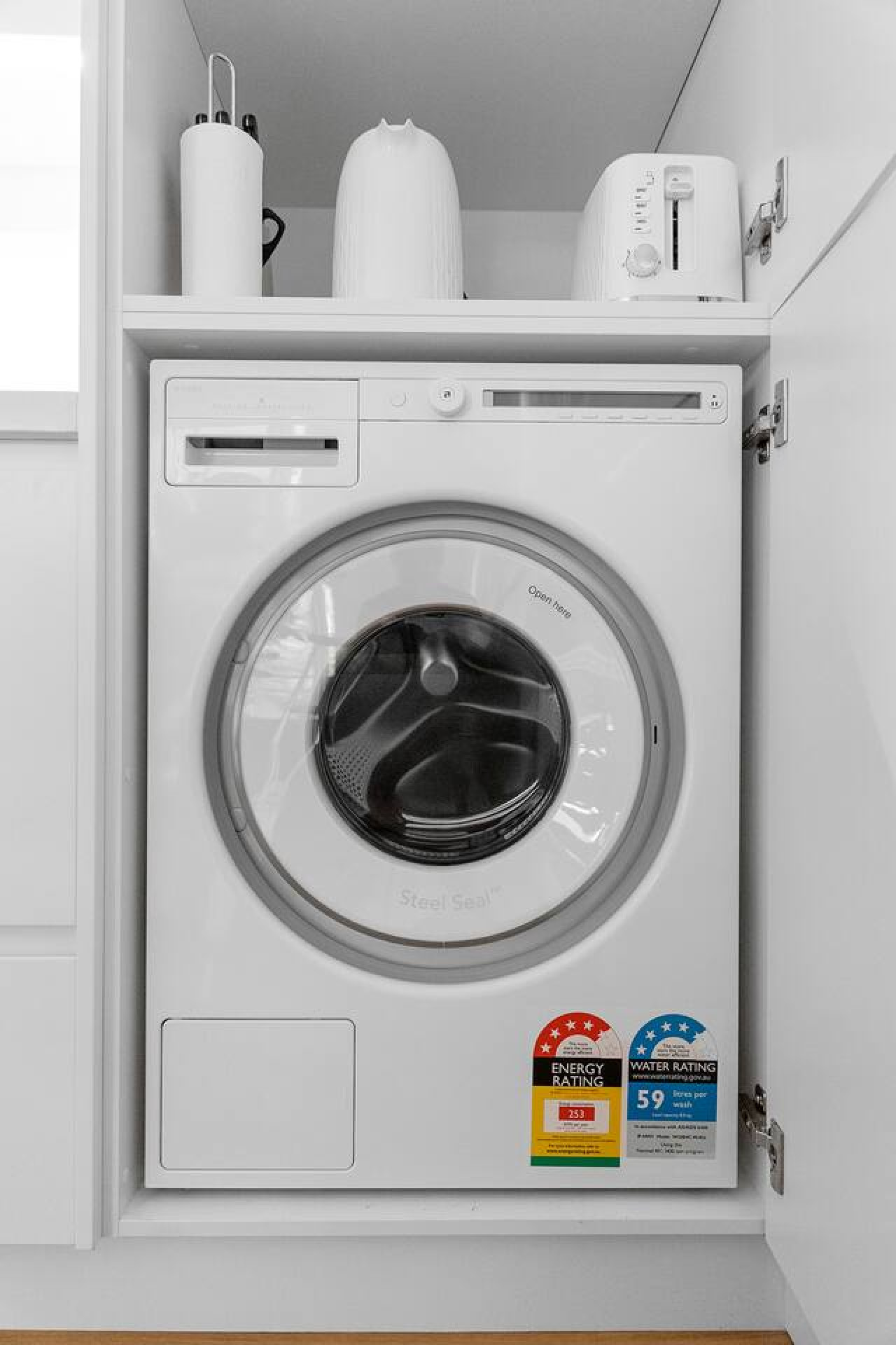 Convenient laundry area with a washer available. Pack light and feel at home!