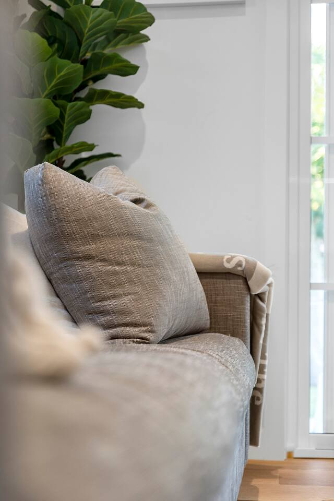 Relax on our comfortable living room sofa.