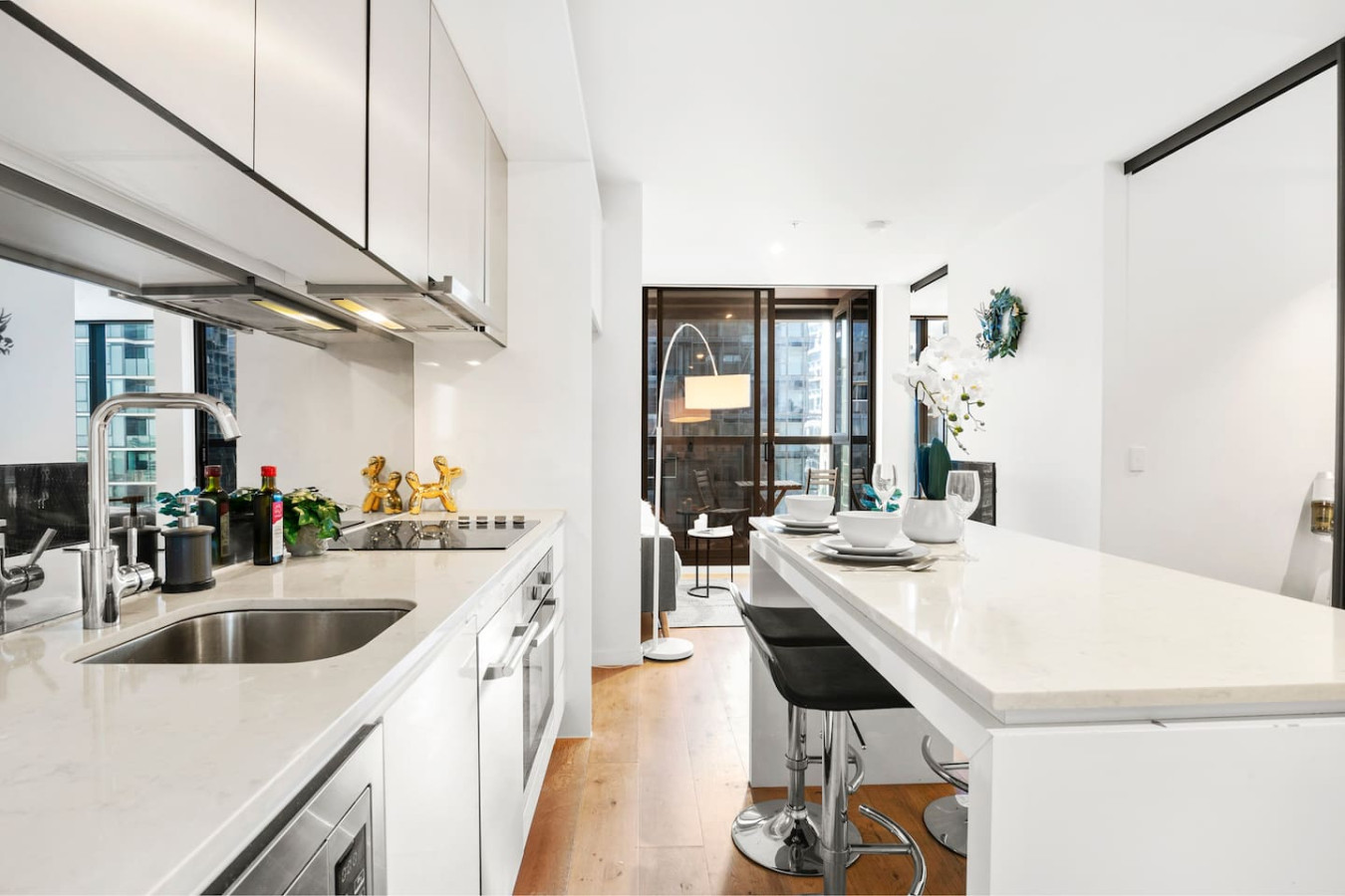 A fully equipped kitchen with modern appliances for all your cooking needs.